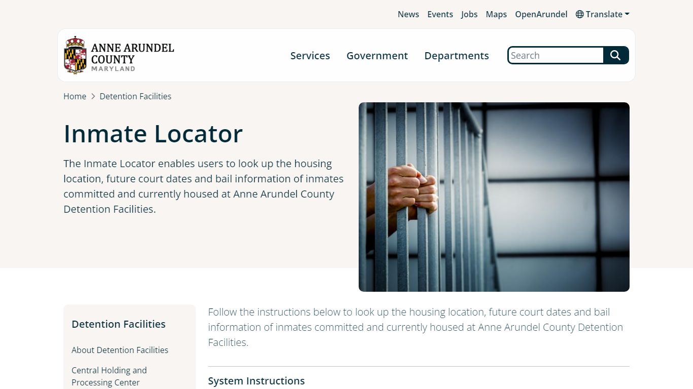 Inmate Locator | Anne Arundel County Government