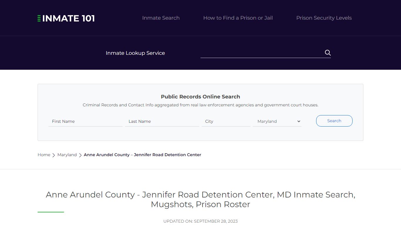Anne Arundel County - Jennifer Road Detention Center, MD Inmate Search ...